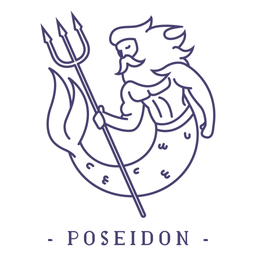 Stroke greek god poseidon - Transparent PNG & SVG vector file