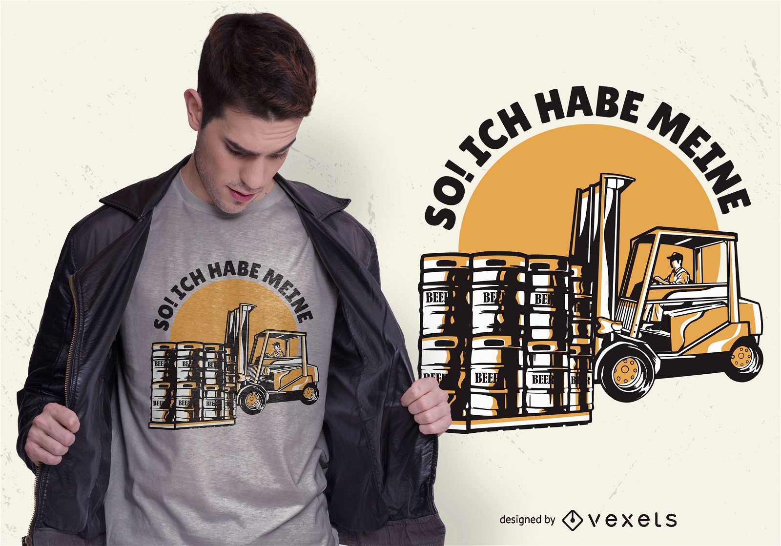 Diseño de camiseta de cita alemana de montacargas de cerveza