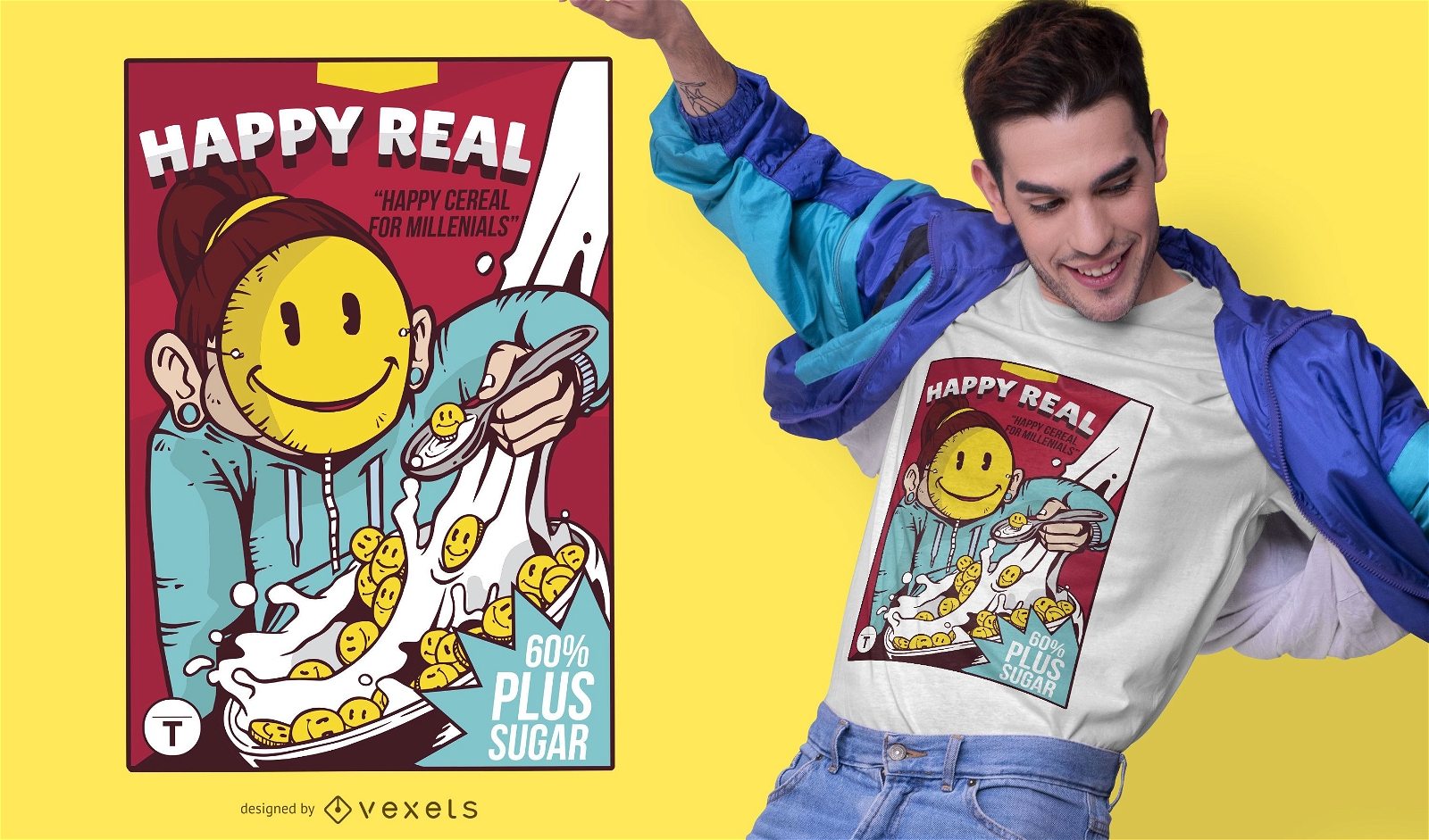Smiley Cereal Box T-shirt Design