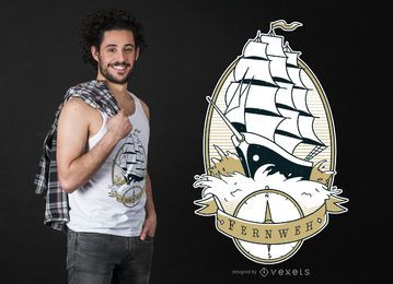 Design de t-shirt de citação de navio de vela Design de t-shirt de citação de navio de vela