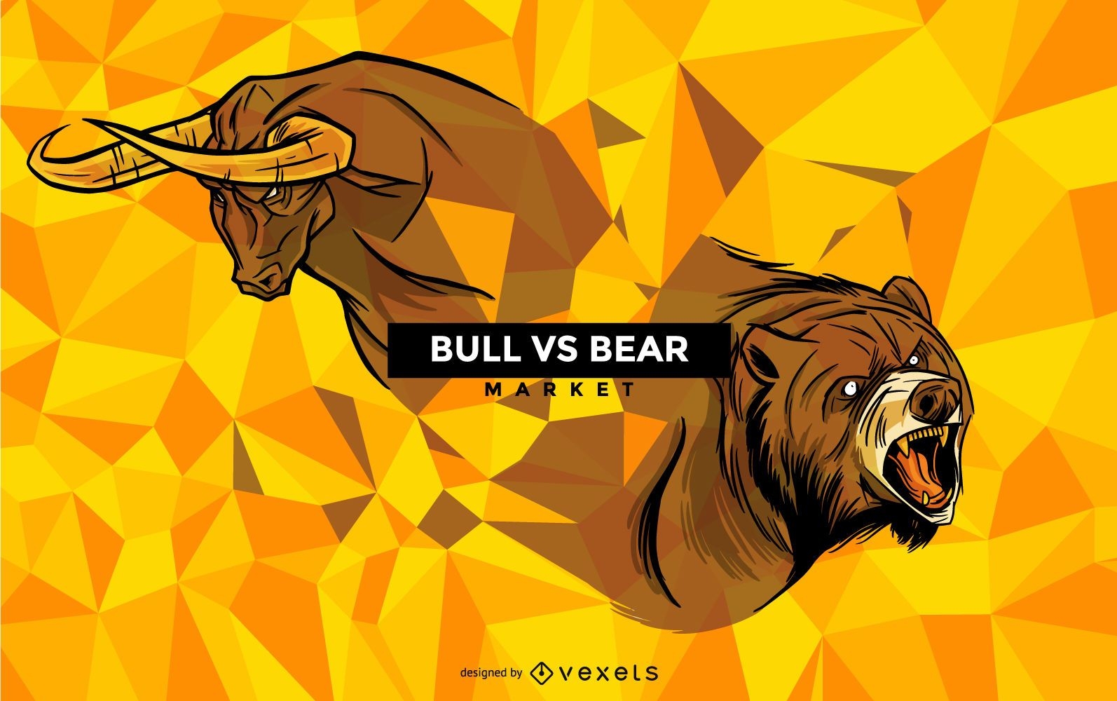 Bull vs Bear Animal Illustration