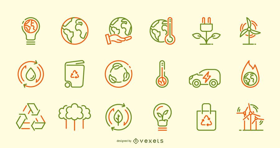 Earth Day Stroke Icon Set Earth Day Stroke Icon Set