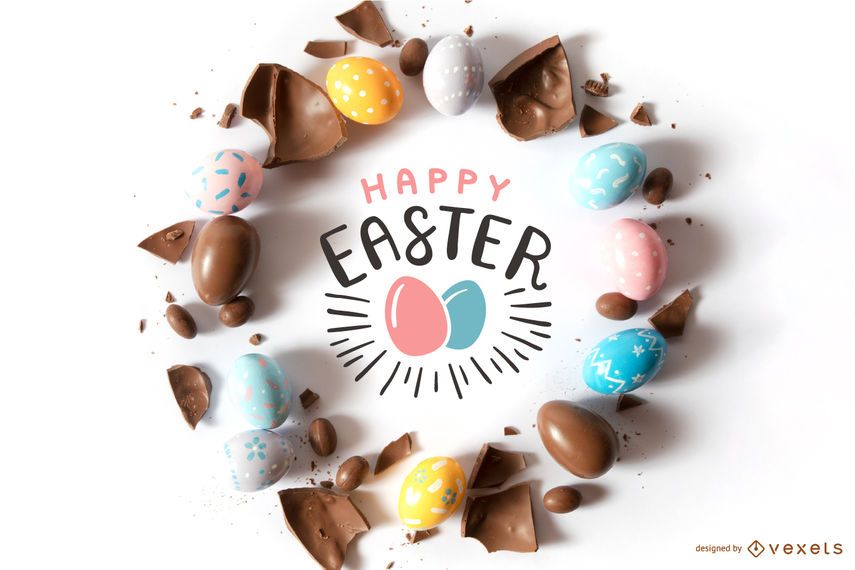 Happy Easter Chocolate Egg Composition Happy Easter Chocolate Egg Composition