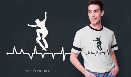 Skateboard Heart Line T-shirt Design Skateboard Heart Line T-shirt Design