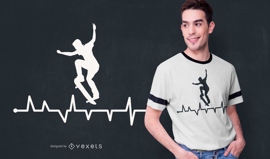 Skateboard Heart Line T-shirt Design Skateboard Heart Line T-shirt Design