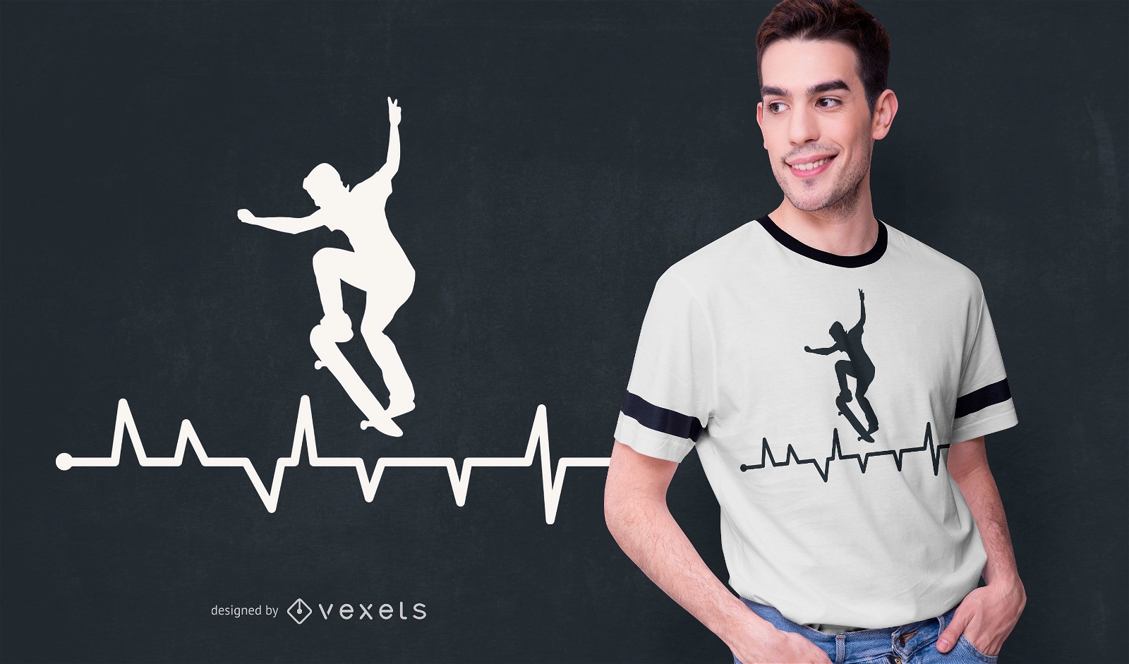 Skateboard Heart Line T-shirt Design