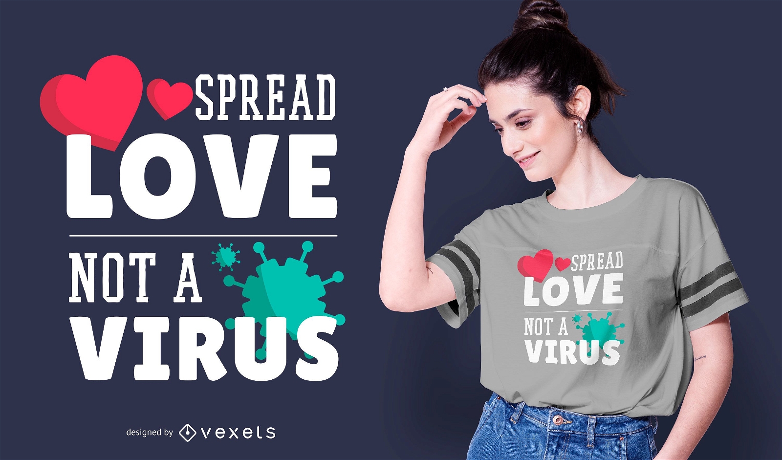 Dise?o de camiseta Spread Love Not Virus Quote
