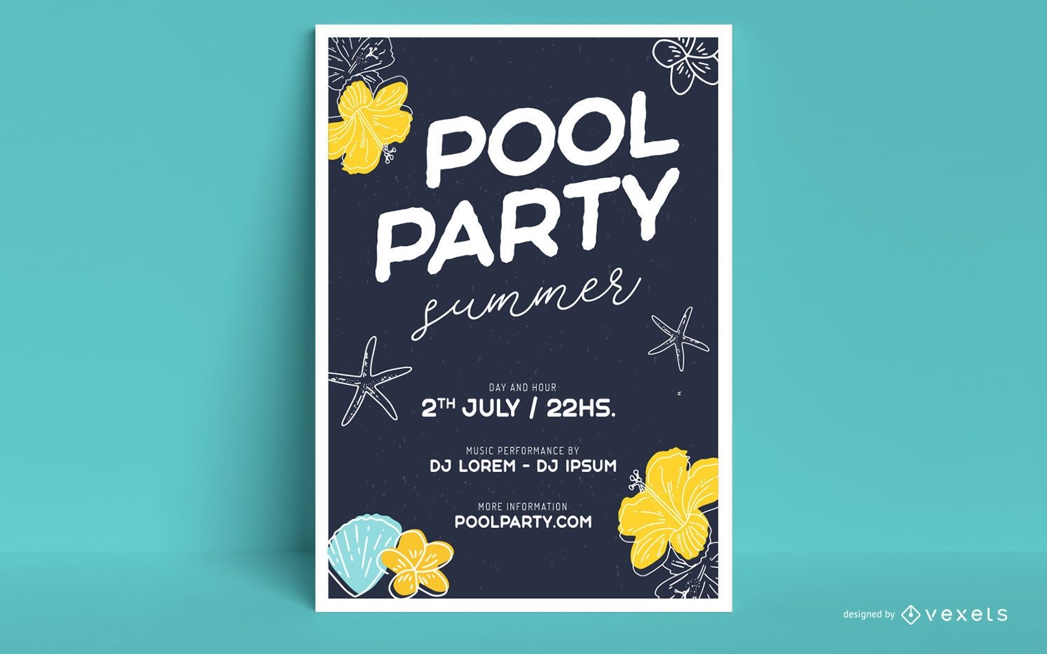 Summer pool party poster template