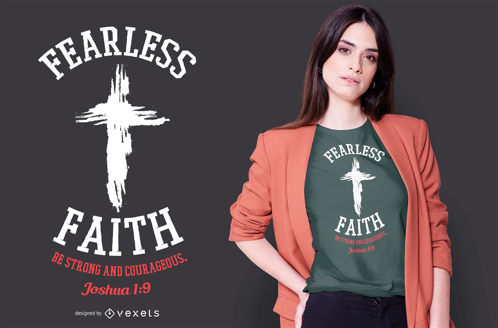 Furchtloses Faith Grunge Cross T-Shirt Design