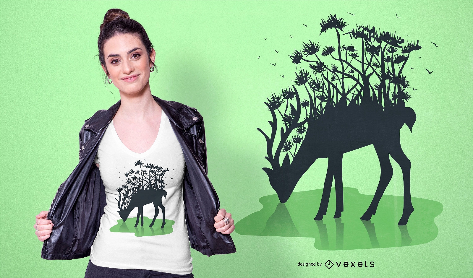 Forest Deer Silhouette T-shirt Design