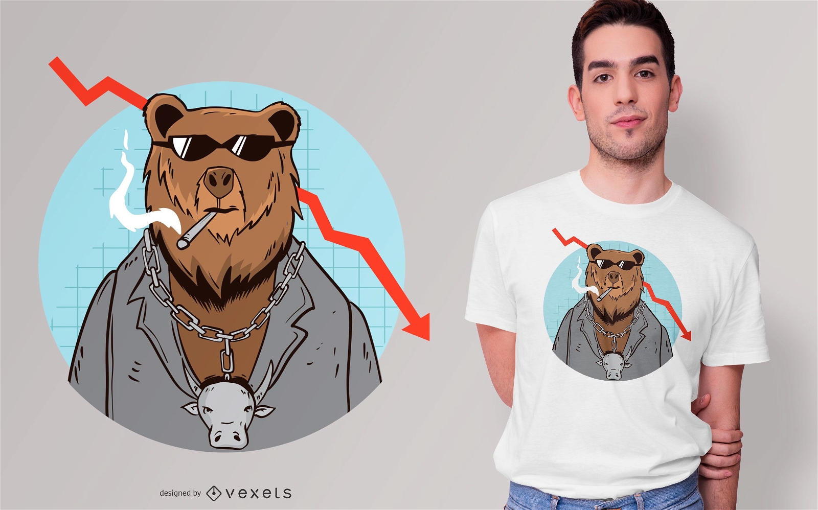 T-shirt de desenho animado Bear Market Trend