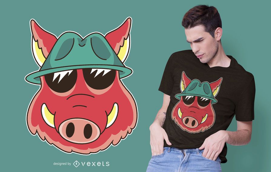 Wild Boar Cartoon T-shirt Design Wild Boar Cartoon T-shirt Design