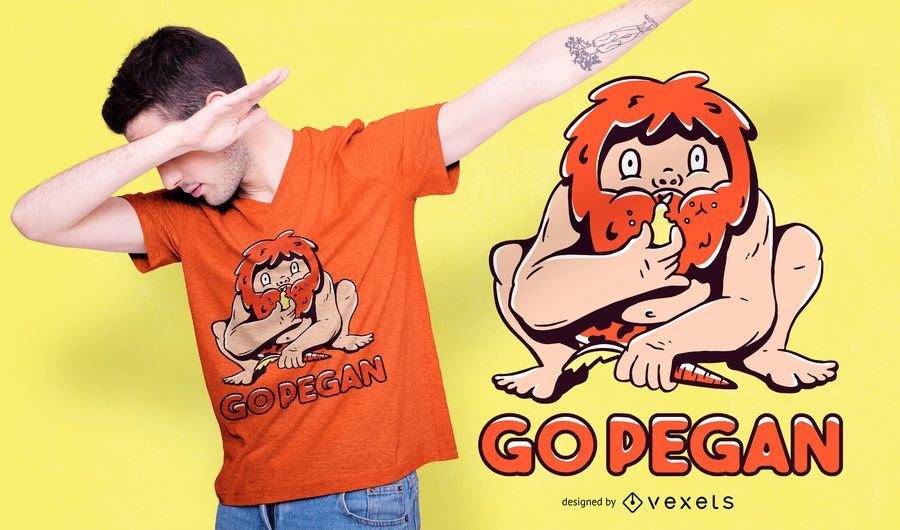 Diseño de camiseta Go Pegan Caveman Diseño de camiseta Go Pegan Caveman