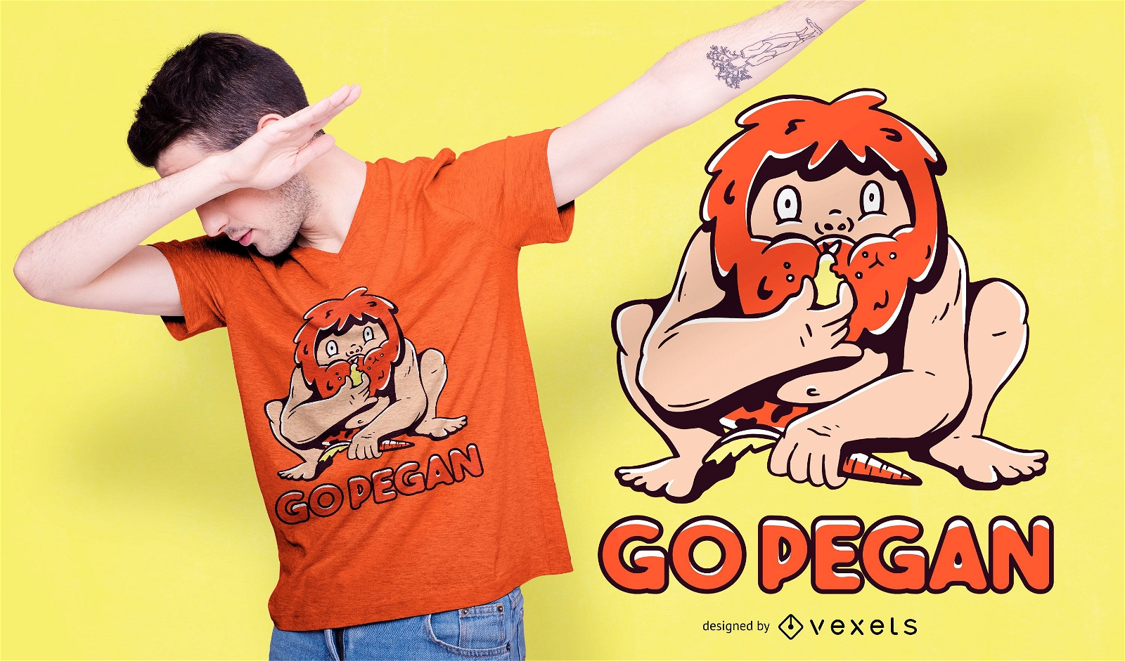 Go Pegan Caveman T-shirt Design