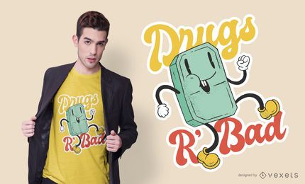 Drugs Are Bad Cartoon T-shirt Design Drugs Are Bad Cartoon T-shirt Design