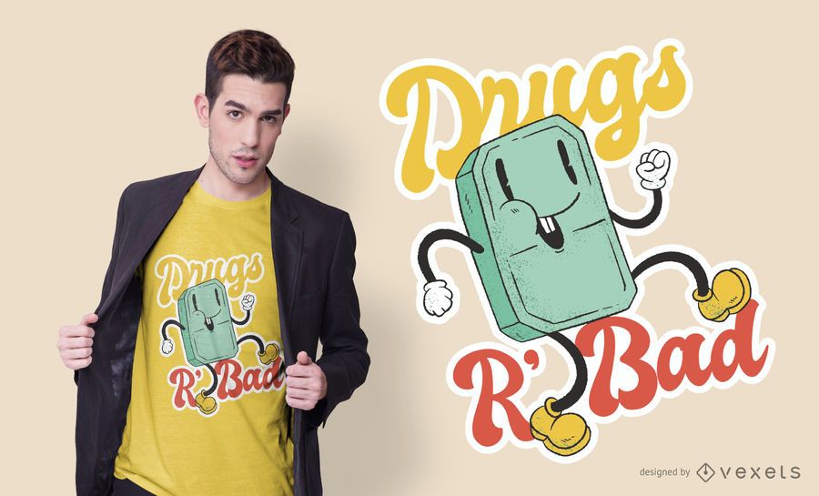 Drugs Are Bad Cartoon T-shirt Design Drugs Are Bad Cartoon T-shirt Design