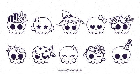 Lindo conjunto de trazos de calaveras