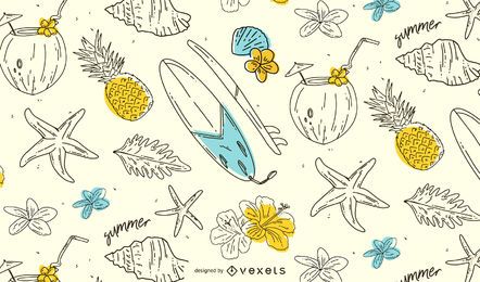 Sommer handgezeichnetes Musterdesign