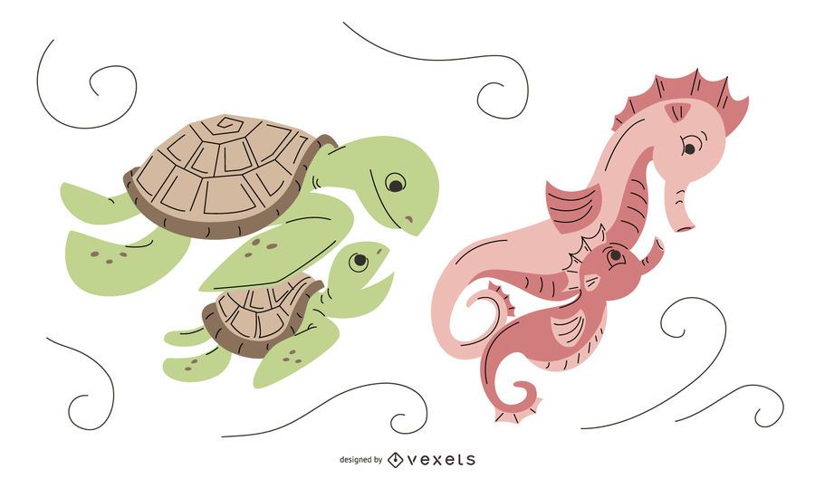Pack de diseño de mamá de animales acuáticos Pack de diseño de mamá de animales acuáticos