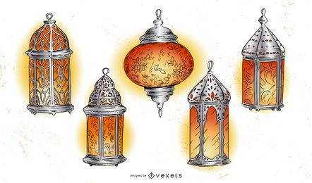 Pacote de ilustração da lanterna do Ramadã