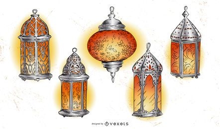 Paquete de ilustración de linterna de Ramadán
