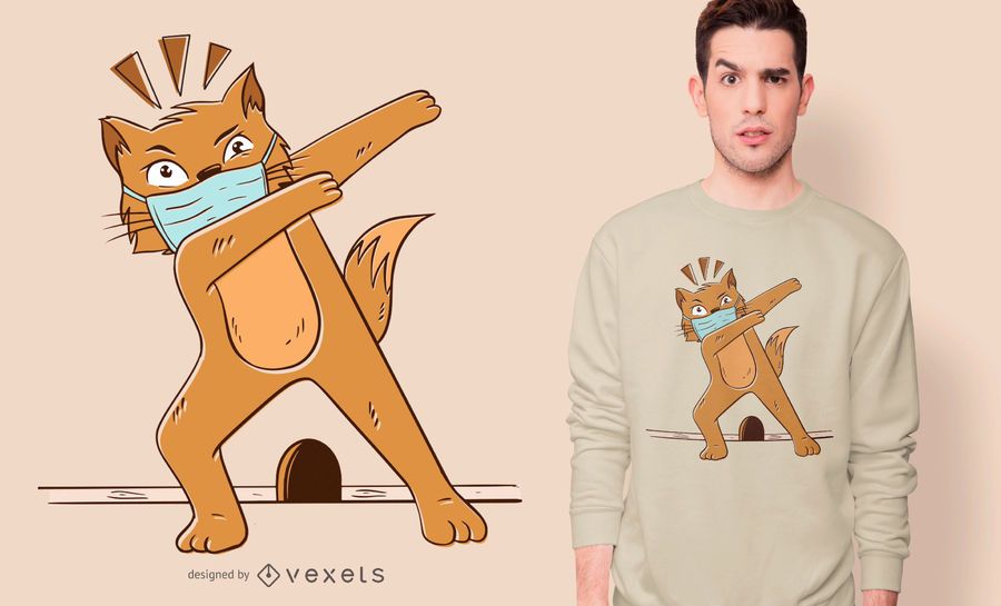 Cat Dabbing Coronavirus T-shirt Design Cat Dabbing Coronavirus T-shirt Design