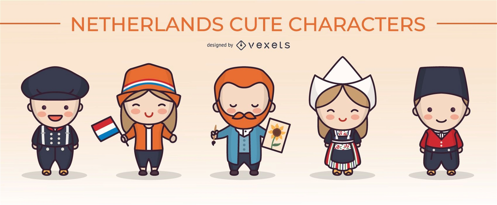 Conjunto de caracteres fofos de holandeses