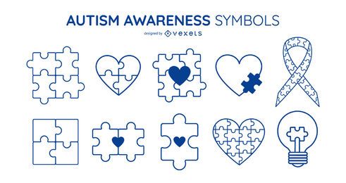 Autism Awareness Stroke Symbol Set Autism Awareness Stroke Symbol Set