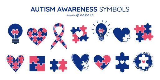 Paquete de símbolos de colores de concienciación sobre el autismo