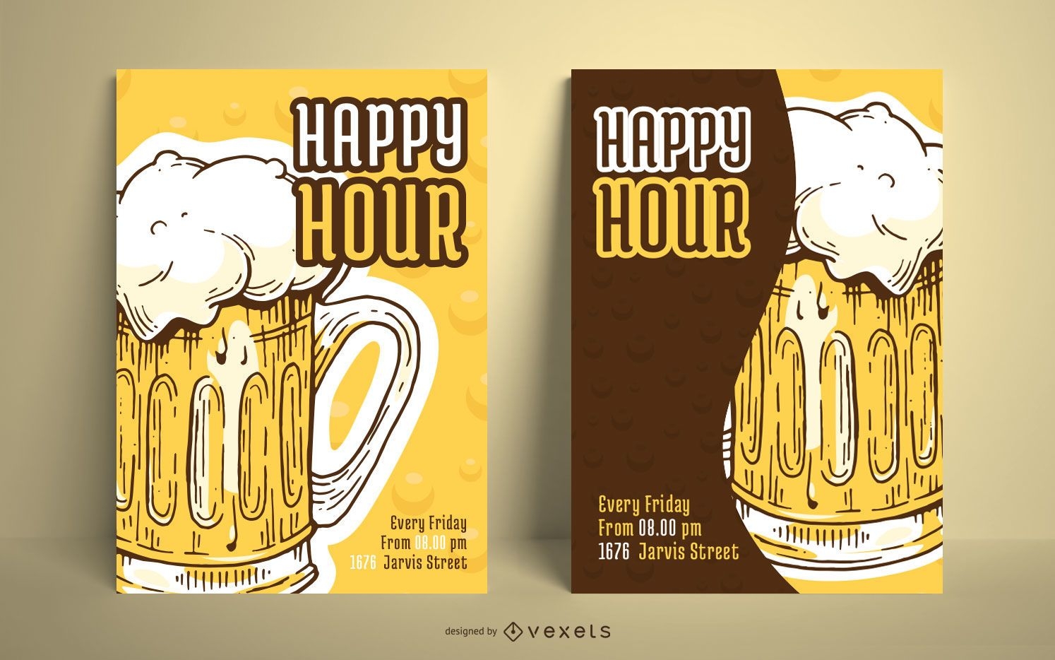 Pacote de design de cartazes ilustrados de cerveja