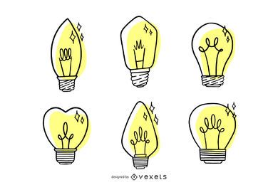 Hand Drawn Light Bulb Set Hand Drawn Light Bulb Set