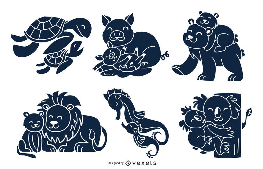 Paquete de diseño de silueta de mamás animales Paquete de diseño de silueta de mamás animales