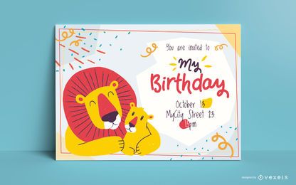 Lions birthday invitation template