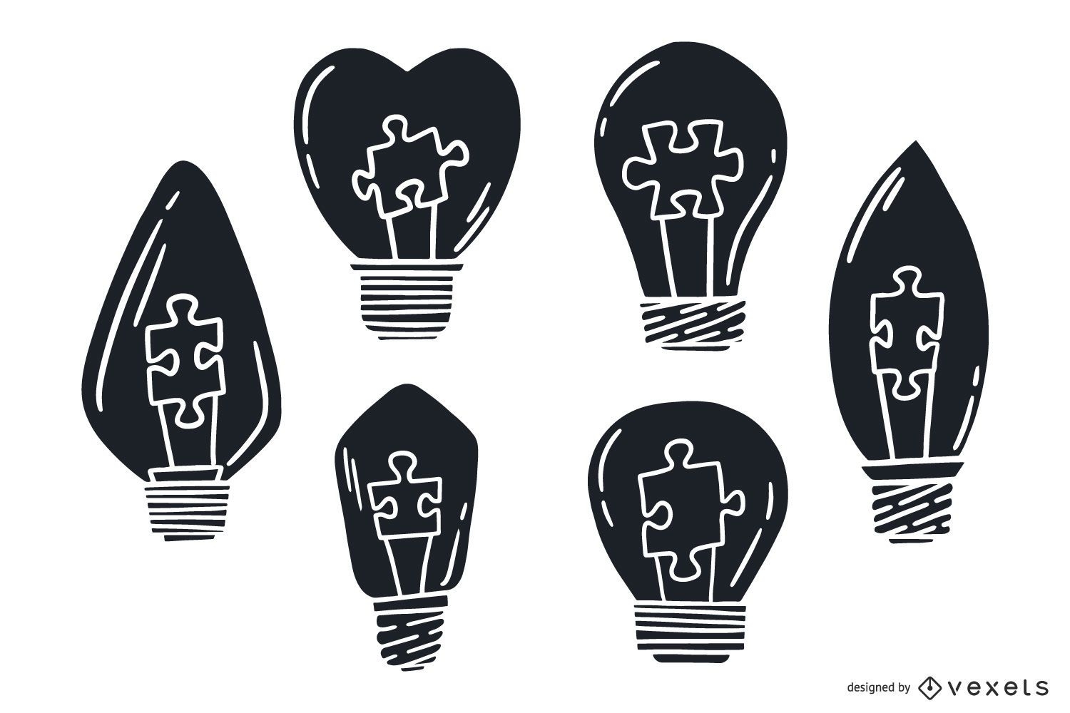 Hand Drawing Silhouette Light Bulb Pack