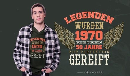 Diseño de camiseta de cita alemana de 50 años