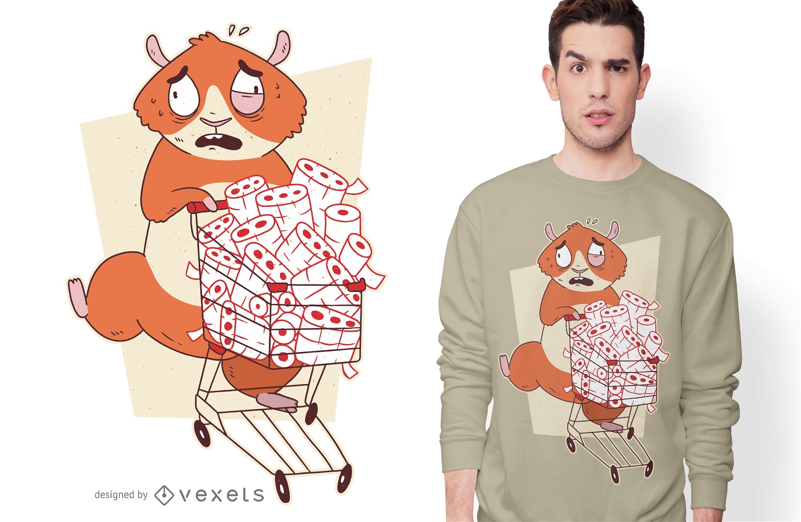 Hamster Comprando Papel Higiênico Design de Camiseta