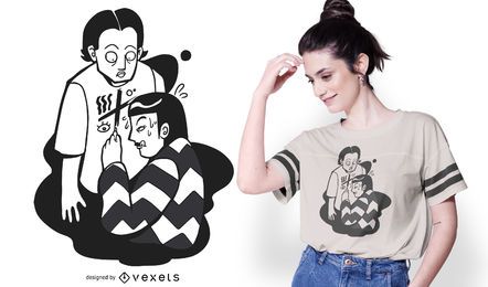 Mädchen Zeichnung auf Mann T-Shirt Design Mädchen Zeichnung auf Mann T-Shirt Design