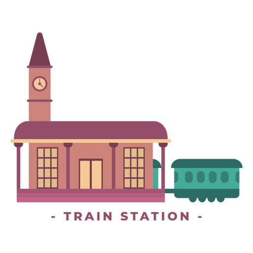 Ilustración plana de la estación de tren del edificio