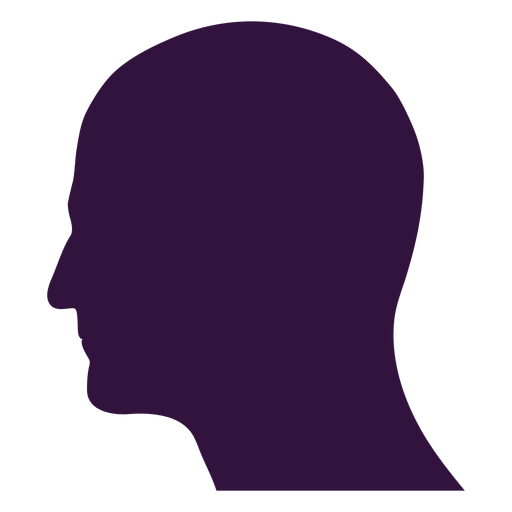 Face left facing bald man silhouette