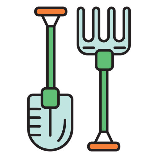 Farm shovel pitchfork colored icon PNG Design