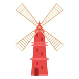 Icono rojo de molino de viento de granja