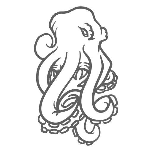 Folklore creature kraken angry stroke PNG Design