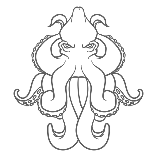 Folklore creature kraken standing stroke PNG Design