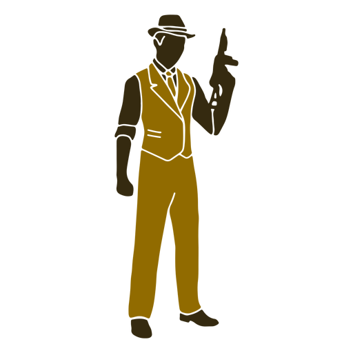 Gangster retro standing right facing PNG Design