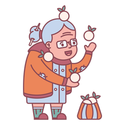 Personaje de la abuela dando golosinas planas. Personaje de la abuela dando golosinas planas.