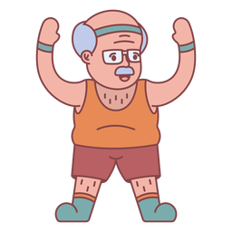 Personagem do vovô se exercitando na horizontal Desenho PNG