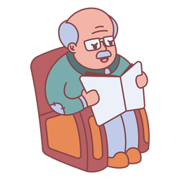 Personagem do vovô lendo plano Desenho PNG