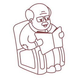 Trazo de lectura del personaje del abuelo Diseño PNG