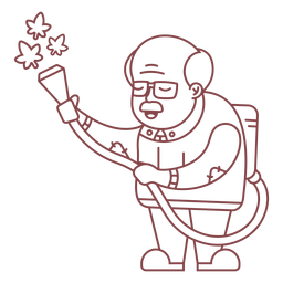 Opa Charakter Bewässerungspflanzen Schlaganfall PNG-Design