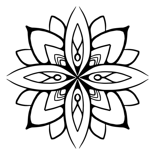 Mandala india flor simple trazo Diseño PNG